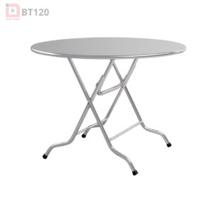 Bàn Ăn Inox Tròn Gấp Gọn BT120 – Tiện Dụng, Bền Bỉ, Dễ Vệ Sinh