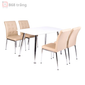 Bàn Ghế Ăn Khung Thép Sơn Trắng B6