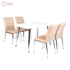 Bàn Ghế Ăn Khung Thép Sơn Trắng  G68