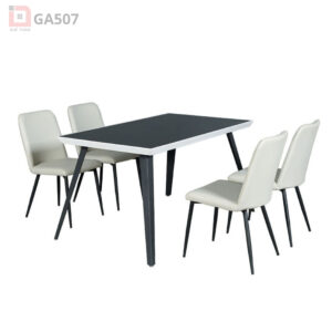 Bàn Ghế Ăn Khung Thép Kính Cường Lực GA507