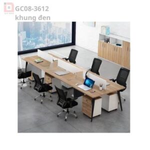 Cụm bàn làm việc 6 người Gaia GC08-3612 khung đen