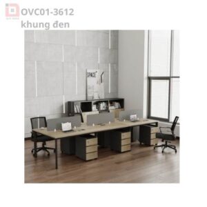 Cụm bàn làm việc 6 người Oval OVC01-3612 khung đen