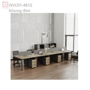 Cụm bàn làm việc 8 người Oval OVC01-4812 khung đen
