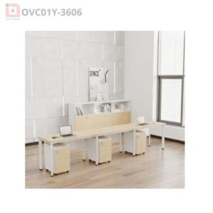 Cụm bàn làm việc 3 người Oval OVC01Y-3606 khung trắng